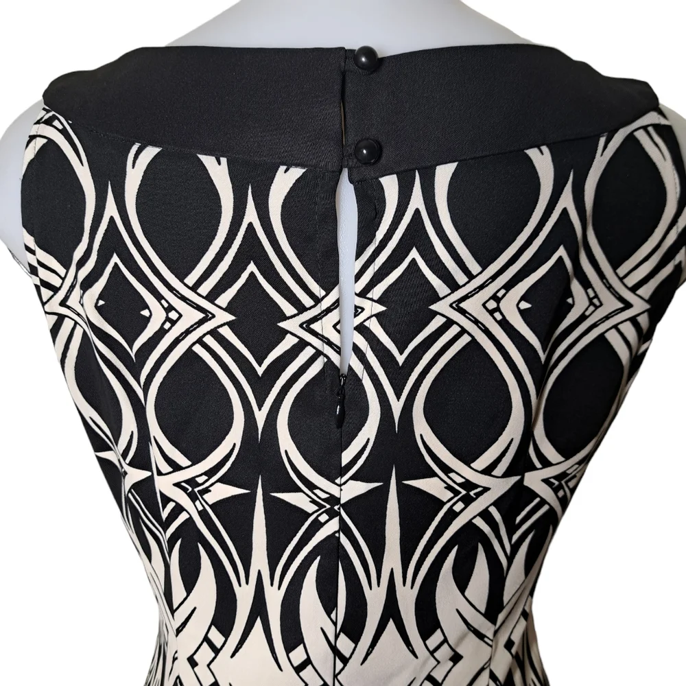 Connected Apparel Pencil Cream & Black Women's Sleeveless Dress 10 - Picture 6 of 14